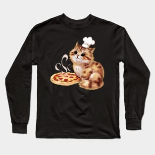 Cat with pizza Long Sleeve T-Shirt